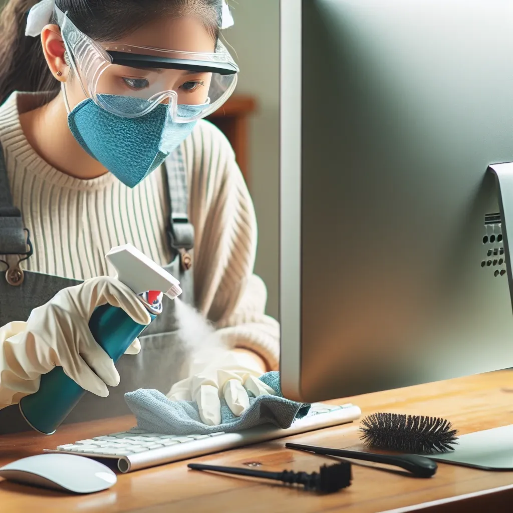 "Guía completa para limpiar tu computadora correctamente: imagen de un técnico usando herramientas de limpieza en una computadora portátil para mantener su equipo en óptimas condiciones."