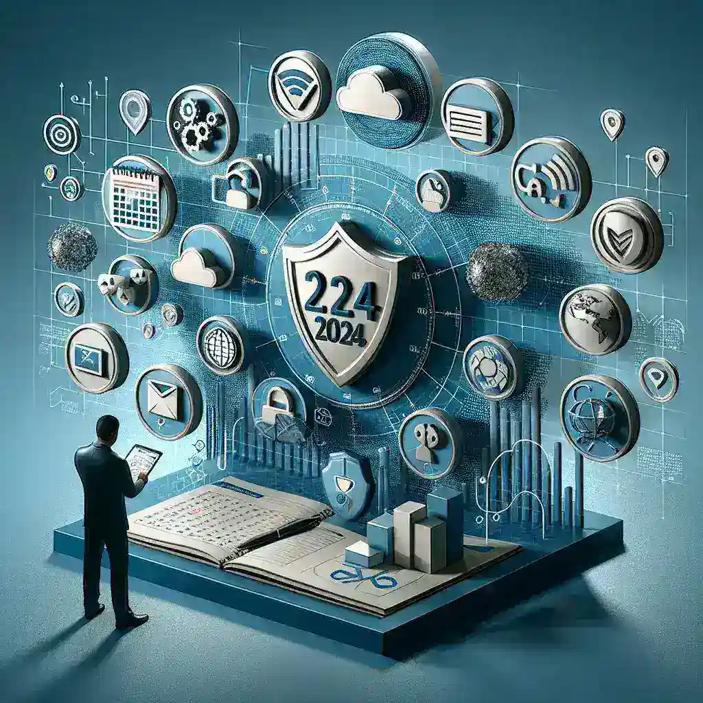 "Infografía mostrando herramientas digitales esenciales para pequeñas empresas en 2024, incluyendo software de gestión, marketing y contabilidad para optimizar operaciones."